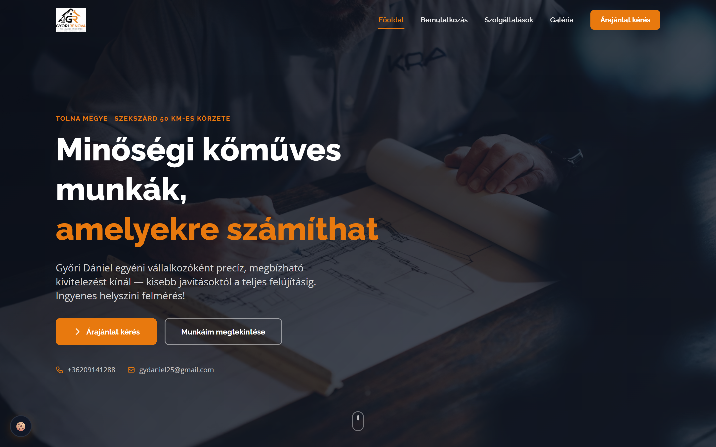 Kőműves weblap – előnézet